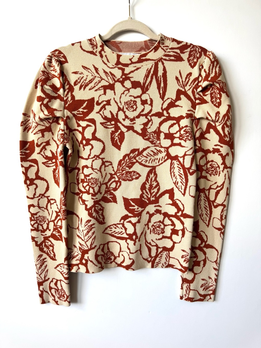 Baltic Born Sebastian Puff Sleeve Floral Intarsia Knit Sweater XL - Picture 3 of 9